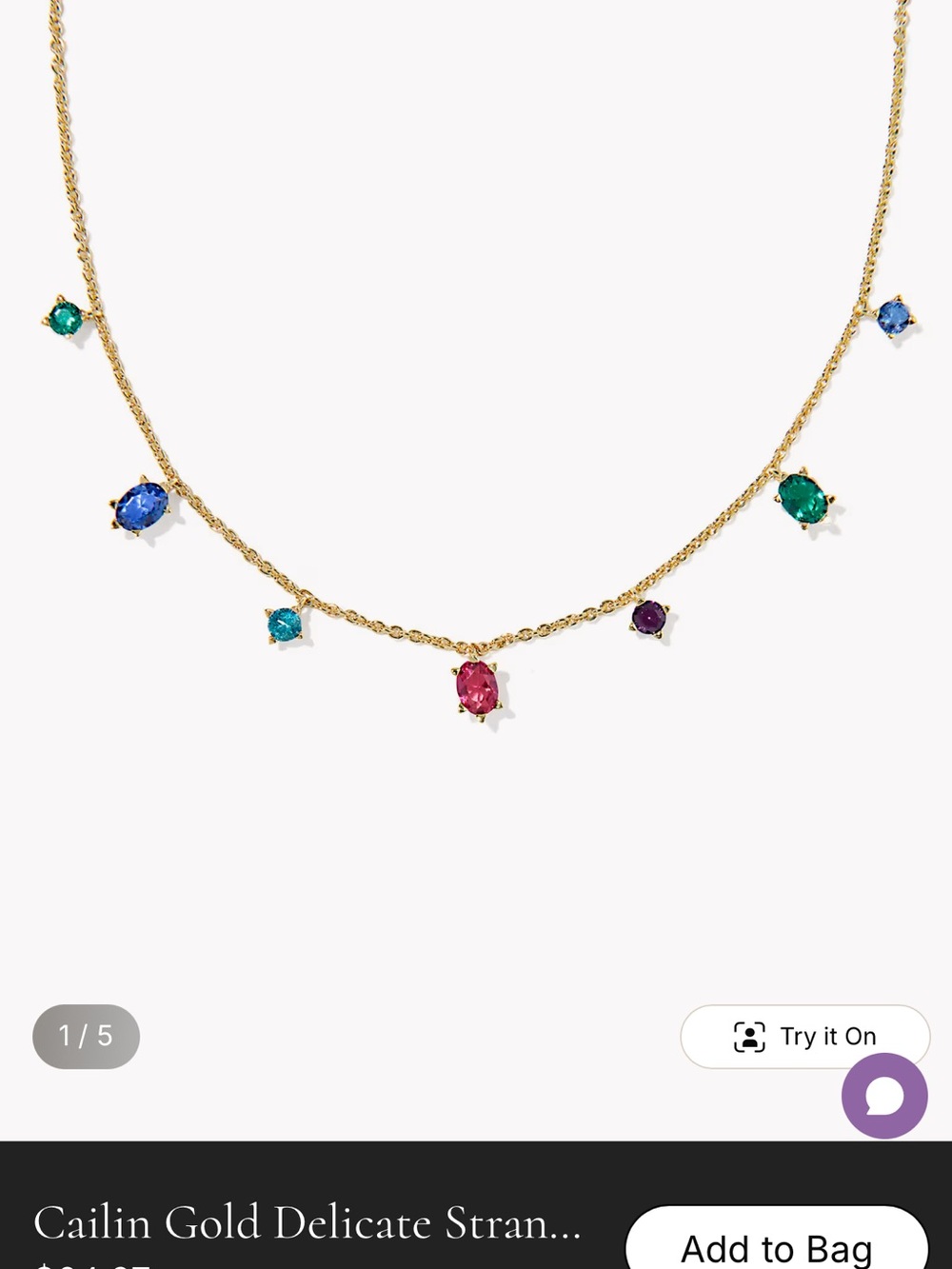 Kendra Scott Cailin Gold Delicate Multicolor Gemstone Necklace